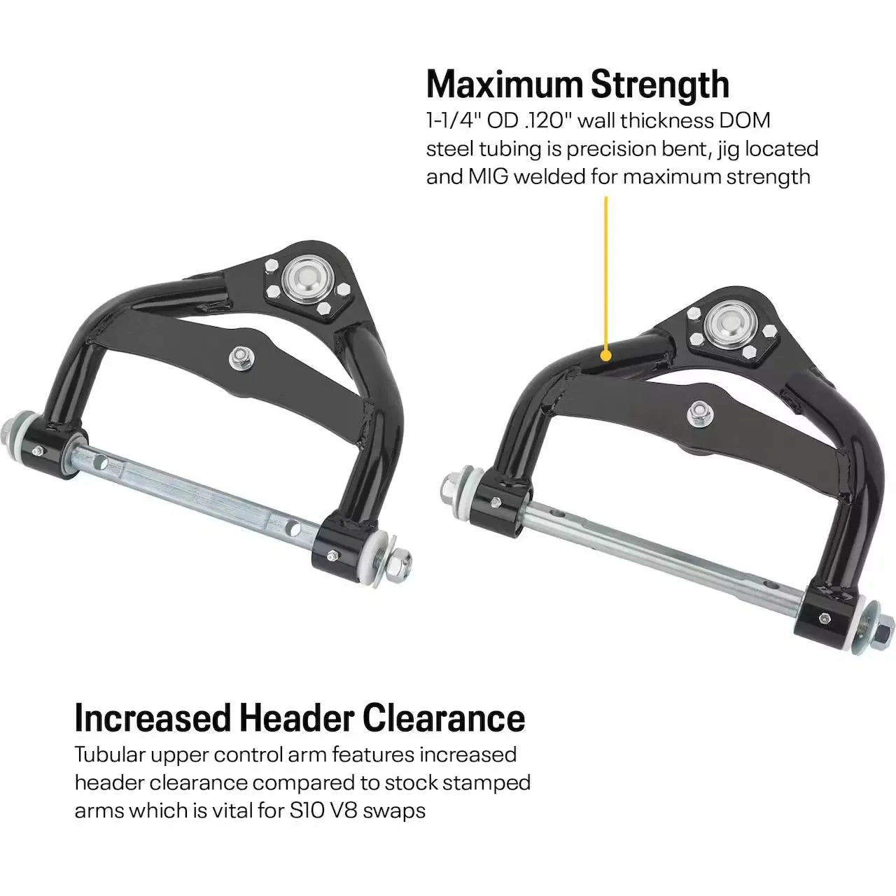 1982-04 S10 & G-Body Tubular Upper Control Arms Kit, Powdercoated image 2